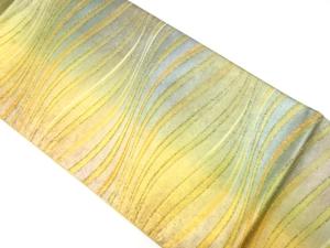 青銅佐賀錦　よろけ横段模様織り出し　袋帯